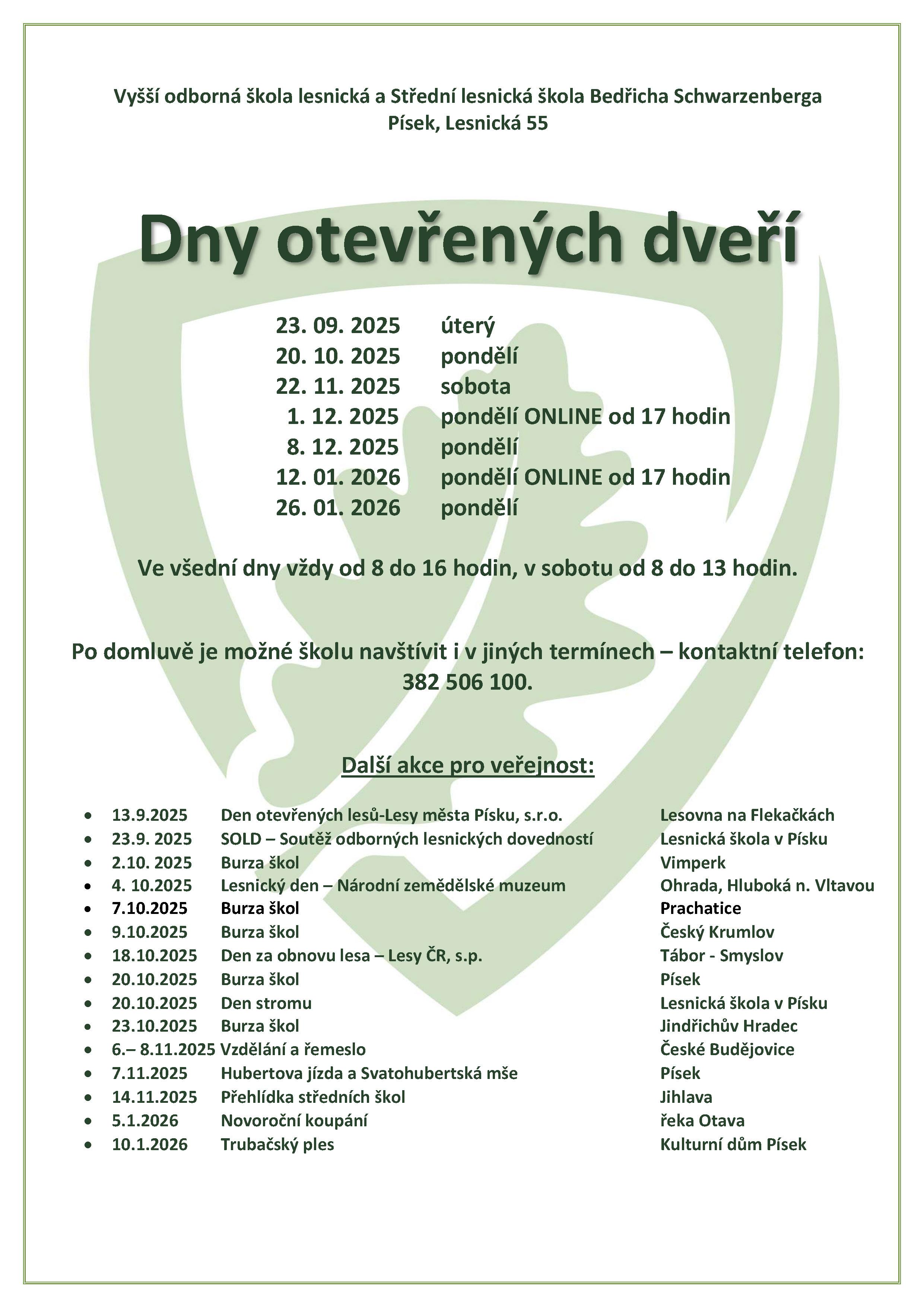 Dny otevřených dveří 2025/26